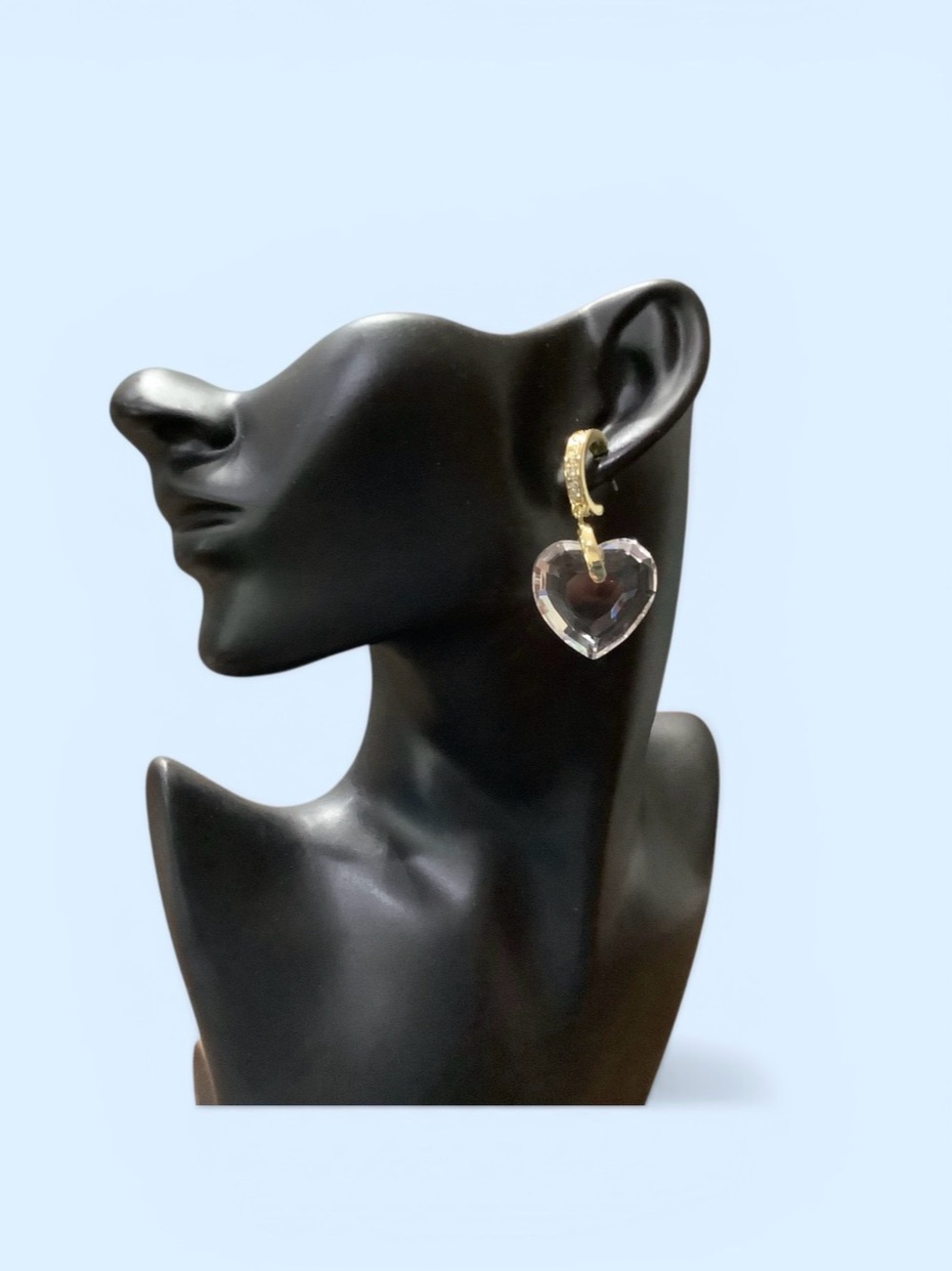 Heidi Daus Stunning Gold Crystal Heart Drop Earrings - Clear. Super sparkly NWT - Picture 2 of 6